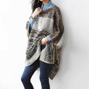Warm Pullover Sweater Poncho Wool Blend Arm Holes